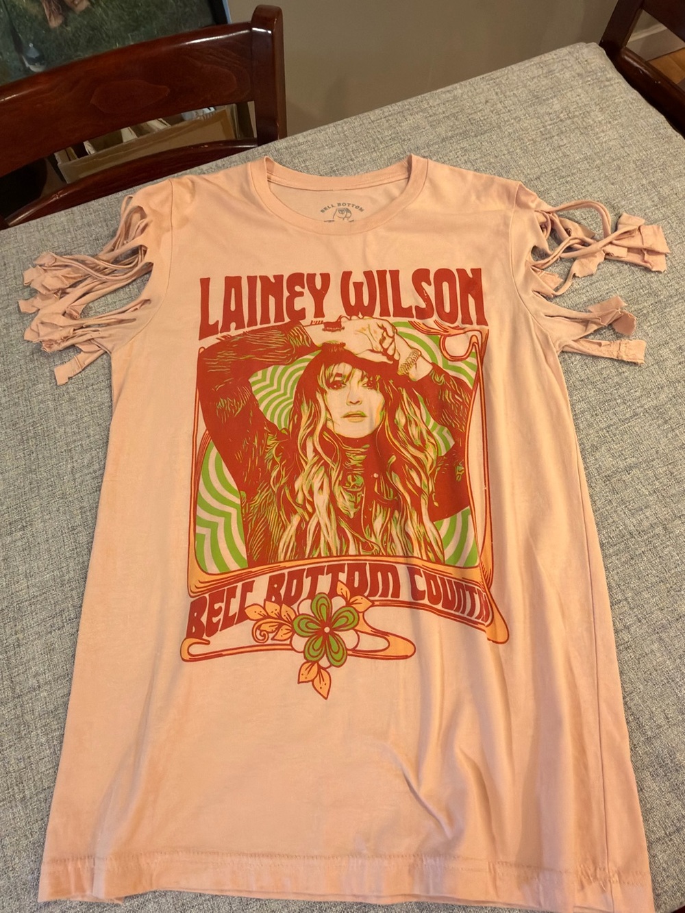 Peach Graphic Tie-Sleeve Tee/Medium